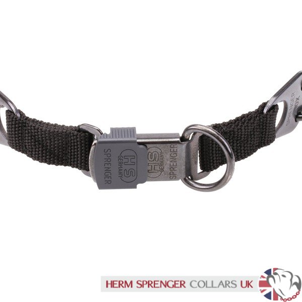 "Black Force" Herm Sprenger Black Stainless Steel Pinch Collar with Click-Lock Buckle 4 mm