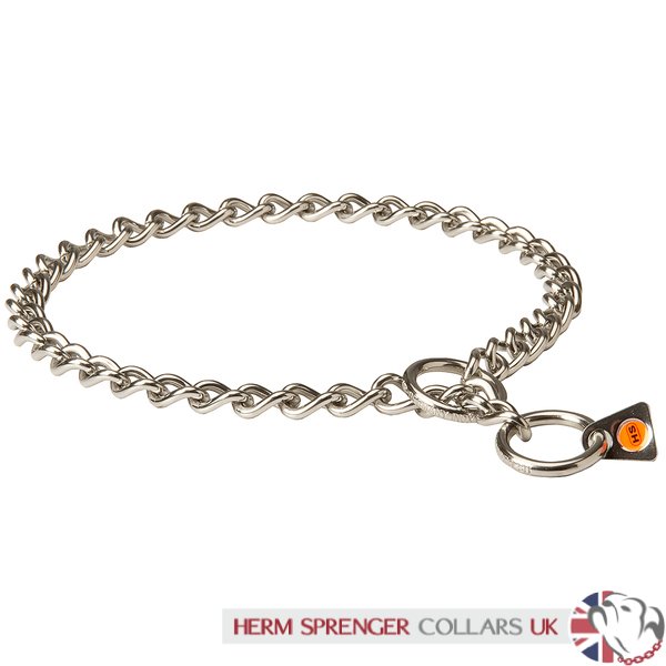 "No Issues" 3 mm Stainless Steel Dog Choke Chain Collar for Short Haired Dogs