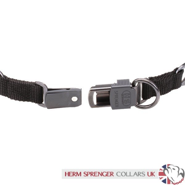 "Black Force" Herm Sprenger Black Stainless Steel Pinch Collar with Click-Lock Buckle 4 mm